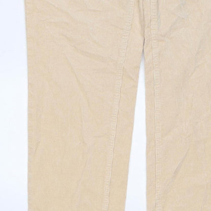 Marks & Spencer Women Beige Corduroy Straight Trousers UK 18 Regular