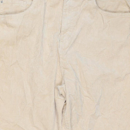 Marks & Spencer Women Beige Corduroy Straight Trousers UK 18 Regular