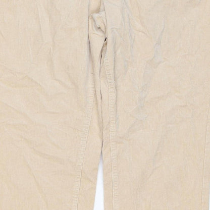 Marks & Spencer Women Beige Corduroy Straight Trousers UK 18 Regular