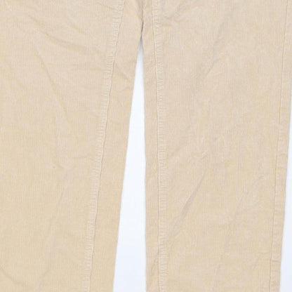Marks & Spencer Women Beige Corduroy Straight Trousers UK 18 Regular