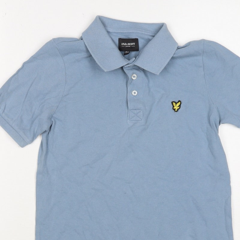 Lyle & Scott Boys Blue 10-11 Years Basic Cotton Eagle Logo Polo Shirt