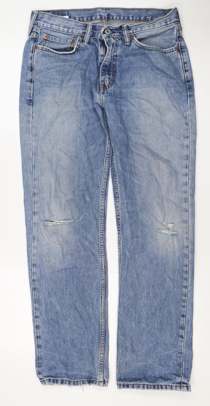 Levi's Men's Blue W31 L32 Engineered Straight Distressed Jeans