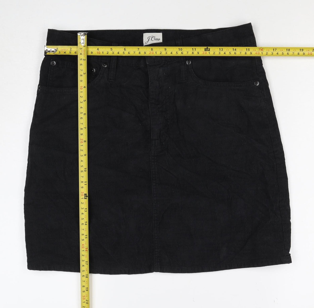 J.Crew Women Black Corduroy Pencil Skirt Size 28 Pockets