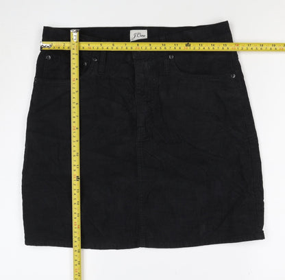 J.Crew Women Black Corduroy Pencil Skirt Size 28 Pockets