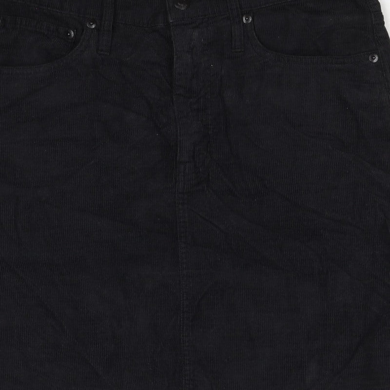 J.Crew Women Black Corduroy Pencil Skirt Size 28 Pockets