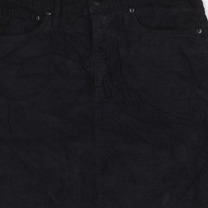 J.Crew Women Black Corduroy Pencil Skirt Size 28 Pockets