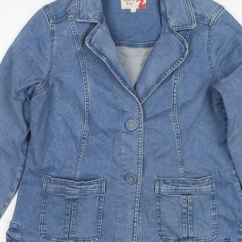 Country Rose Women’s Blue UK 12 Denim Blazer Jacket Cotton Stretch Pockets