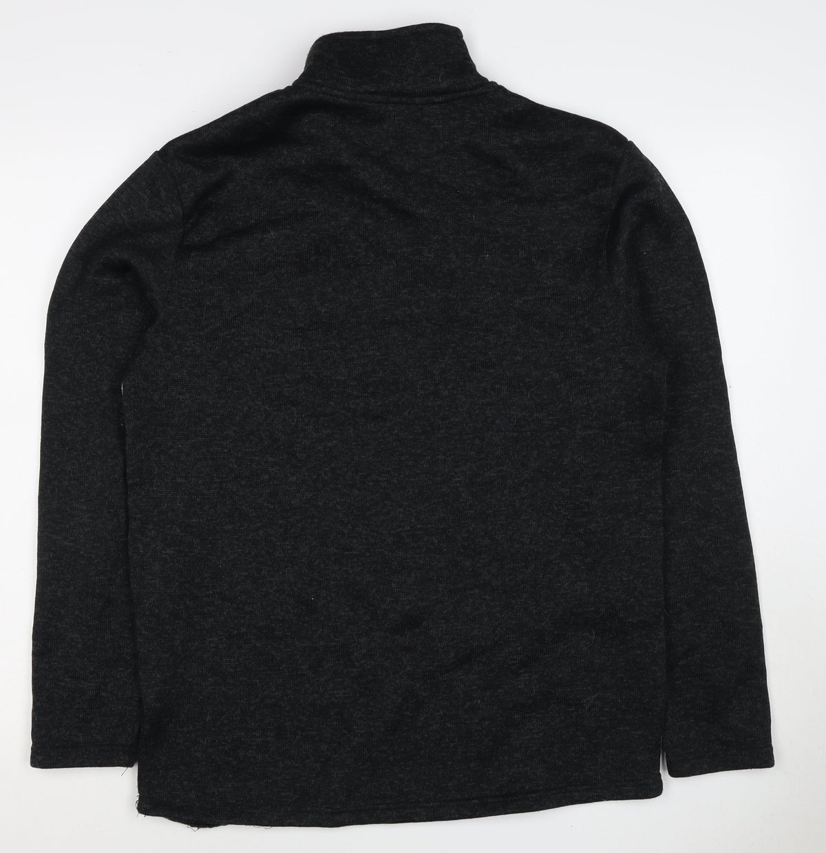 Fits For Me Men's Black Grey L 1/4 Zip Pullover High Neck Sweatshirt