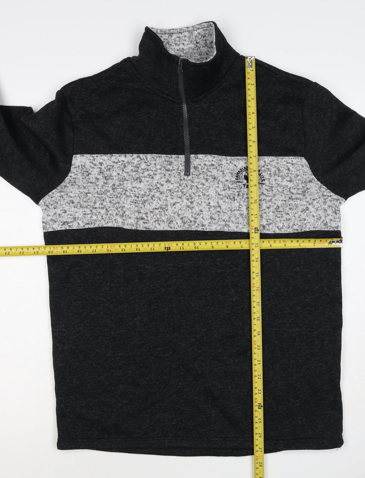 Fits For Me Men's Black Grey L 1/4 Zip Pullover High Neck Sweatshirt