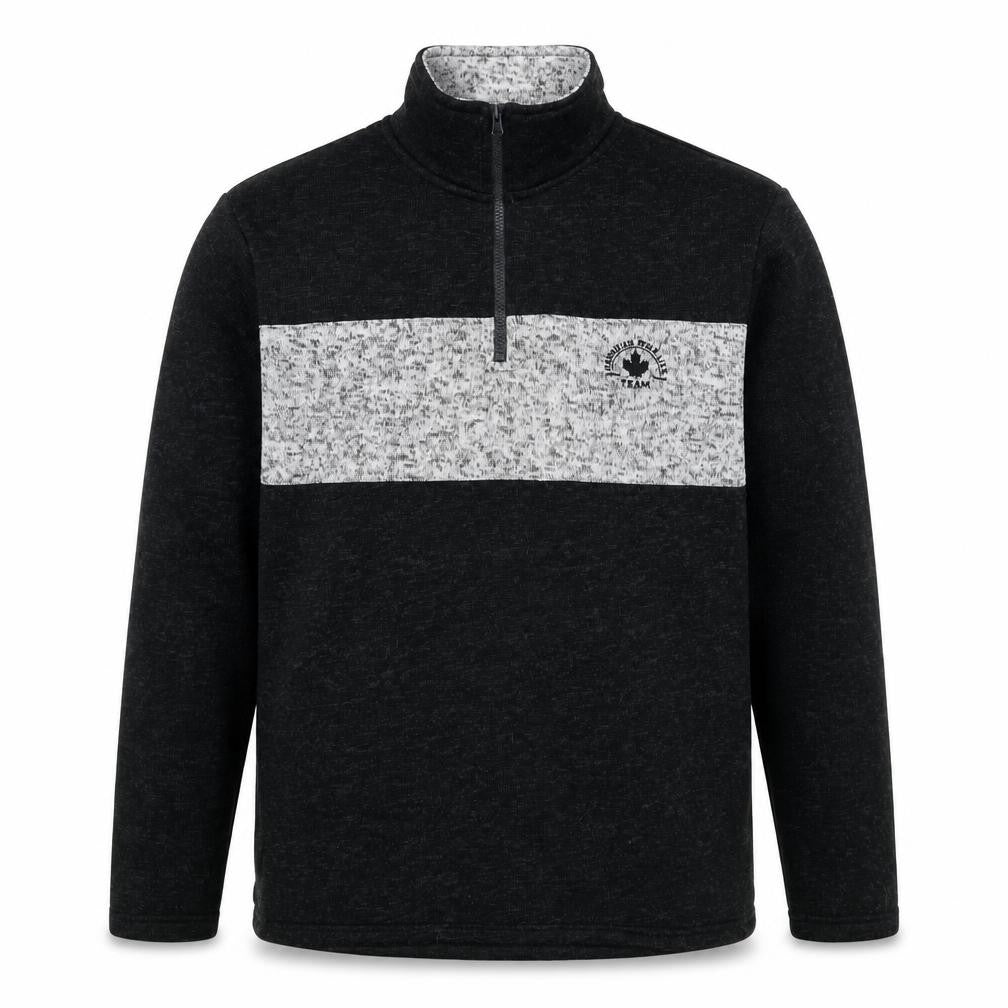 Fits For Me Men's Black Grey L 1/4 Zip Pullover High Neck Sweatshirt
