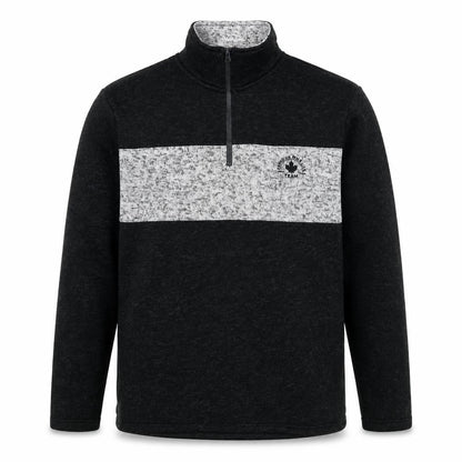 Fits For Me Men's Black Grey L 1/4 Zip Pullover High Neck Sweatshirt