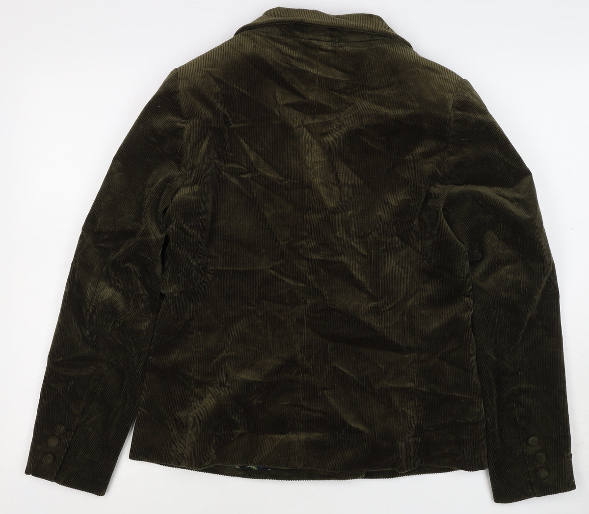 Joe Browns Women Green UK 12 Corduroy Double-Breasted Blazer Floral Lined