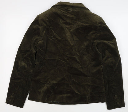 Joe Browns Women Green UK 12 Corduroy Double-Breasted Blazer Floral Lined