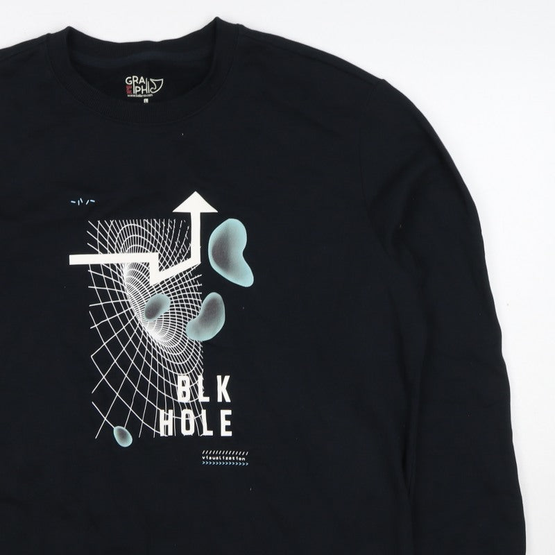 Baleno Men Black M Graphic Print Crew Neck Pullover Sweatshirt