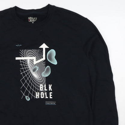 Baleno Men Black M Graphic Print Crew Neck Pullover Sweatshirt