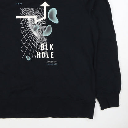 Baleno Men Black M Graphic Print Crew Neck Pullover Sweatshirt