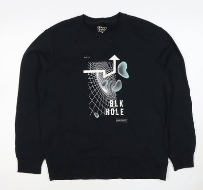 Baleno Men Black M Graphic Print Crew Neck Pullover Sweatshirt