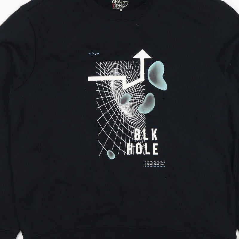 Baleno Men Black M Graphic Print Crew Neck Pullover Sweatshirt