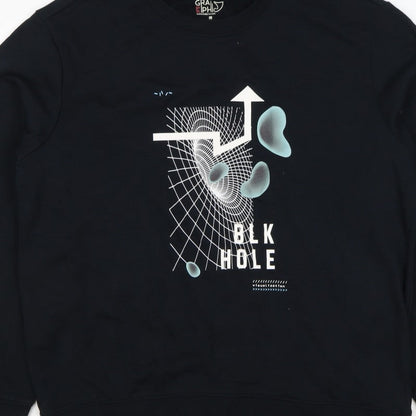 Baleno Men Black M Graphic Print Crew Neck Pullover Sweatshirt