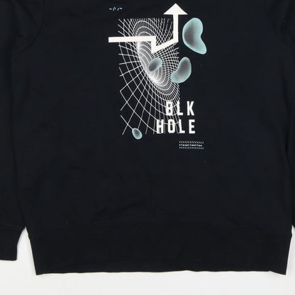 Baleno Men Black M Graphic Print Crew Neck Pullover Sweatshirt