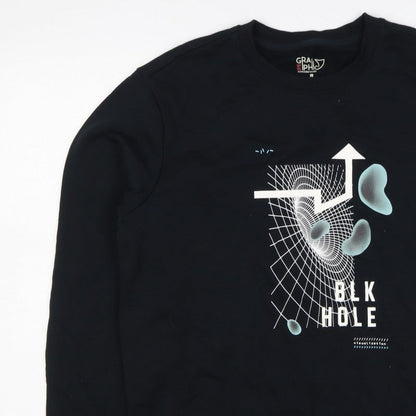 Baleno Men Black M Graphic Print Crew Neck Pullover Sweatshirt