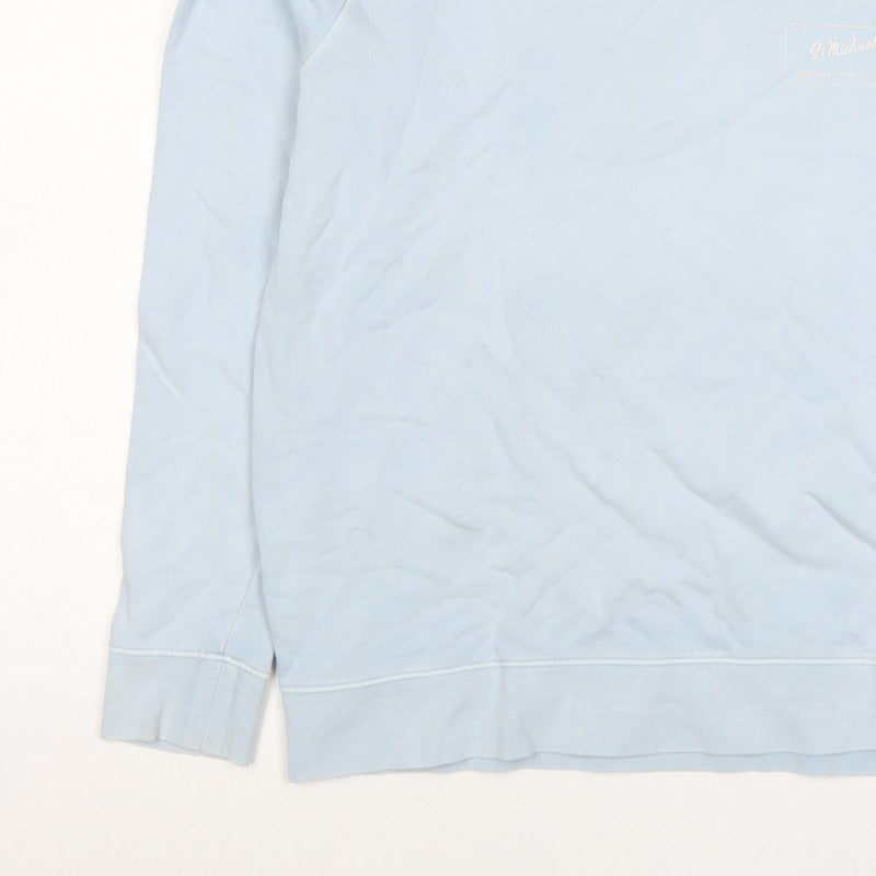 Marks and Spencer Men Blue L Logo Crew Neck Pullover Sweatshirt