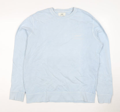 Marks and Spencer Men Blue L Logo Crew Neck Pullover Sweatshirt