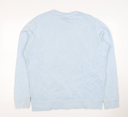 Marks and Spencer Men Blue L Logo Crew Neck Pullover Sweatshirt