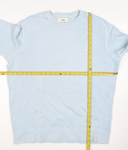 Marks and Spencer Men Blue L Logo Crew Neck Pullover Sweatshirt