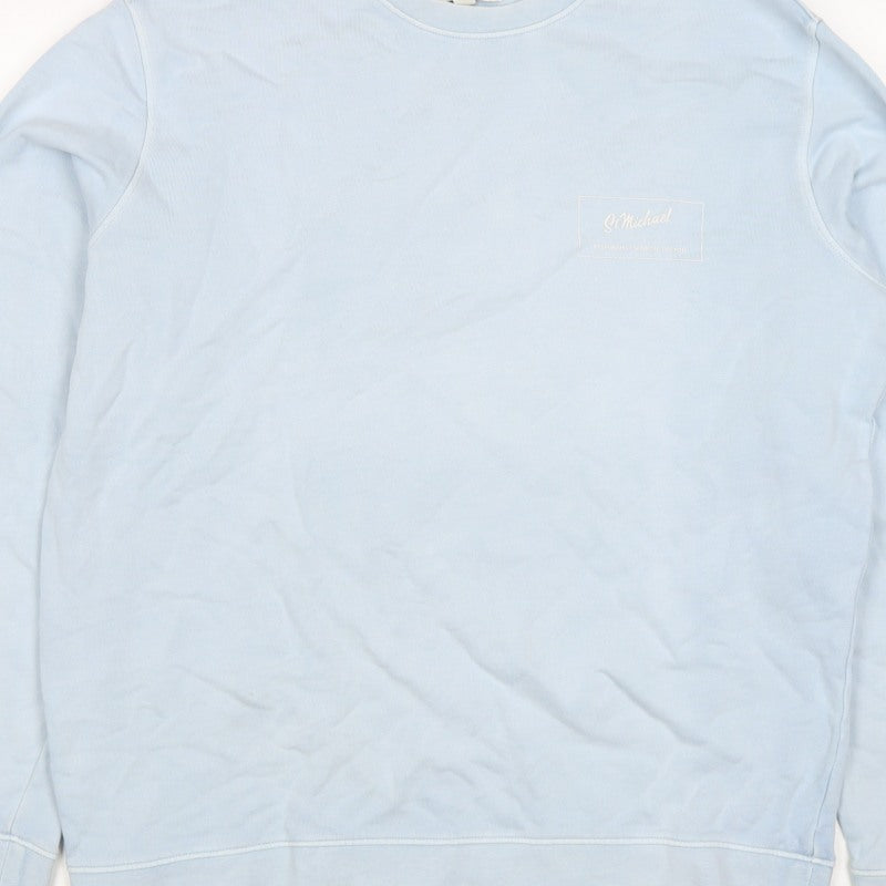 Marks and Spencer Men Blue L Logo Crew Neck Pullover Sweatshirt