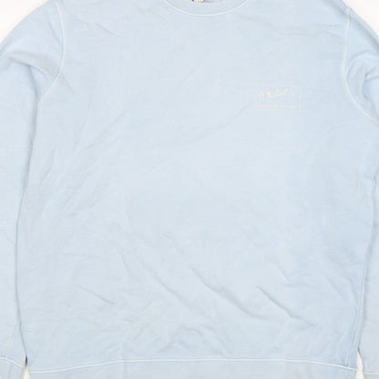 Marks and Spencer Men Blue L Logo Crew Neck Pullover Sweatshirt