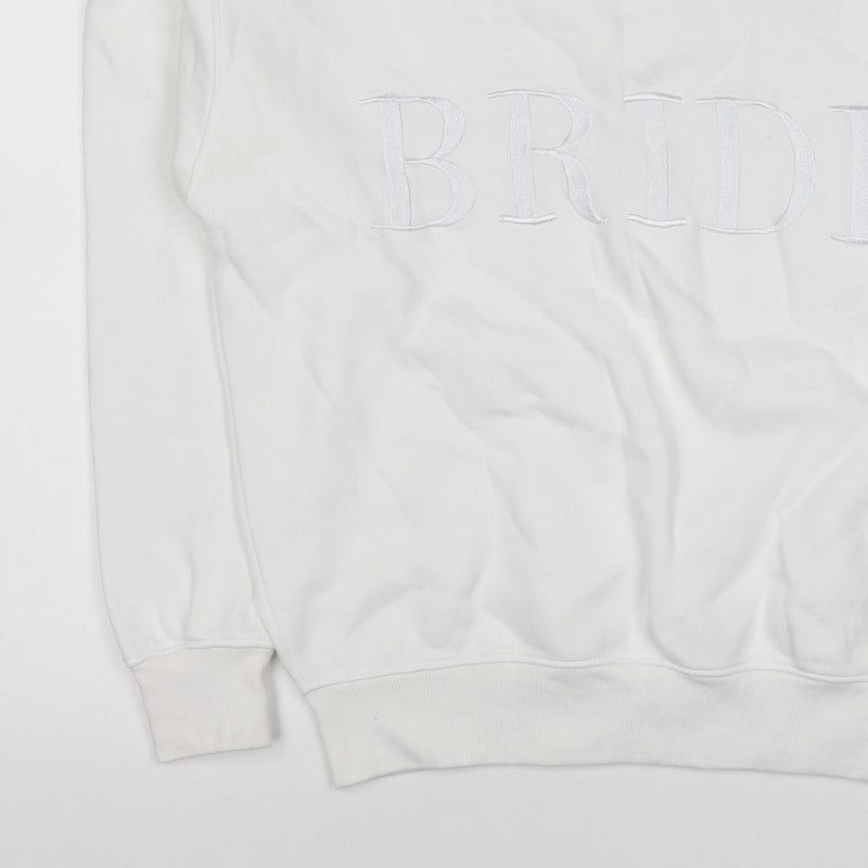 Six Stories Women’s White S Bride Embroidered Crew Neck Pullover Sweatshirt