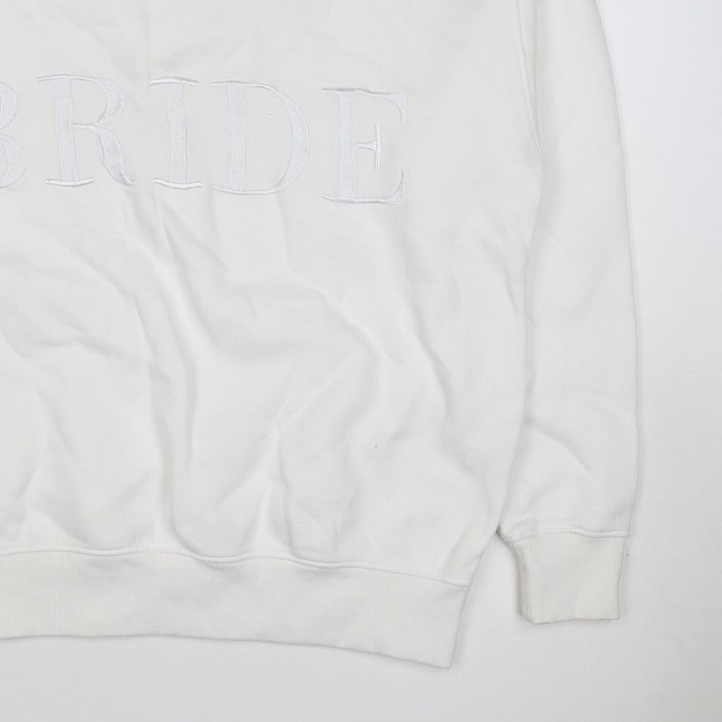 Six Stories Women’s White S Bride Embroidered Crew Neck Pullover Sweatshirt