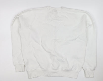 Six Stories Women’s White S Bride Embroidered Crew Neck Pullover Sweatshirt