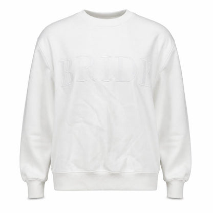 Six Stories Women’s White S Bride Embroidered Crew Neck Pullover Sweatshirt