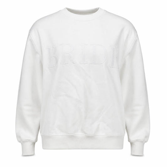 Six Stories Women’s White S Bride Embroidered Crew Neck Pullover Sweatshirt