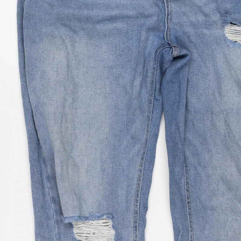 Legend London Women Blue UK 12 Straight Distressed Stretch Jeans