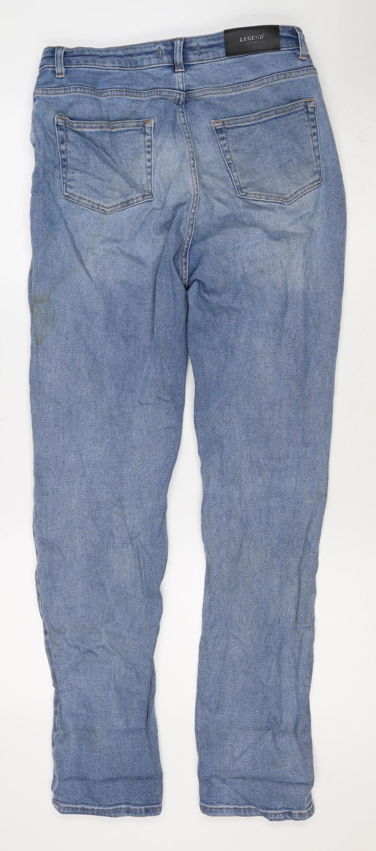 Legend London Women Blue UK 12 Straight Distressed Stretch Jeans