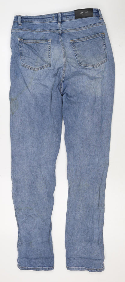 Legend London Women Blue UK 12 Straight Distressed Stretch Jeans