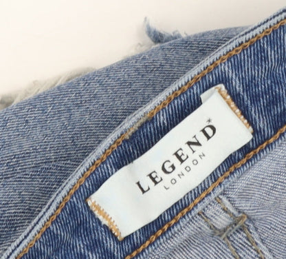 Legend London Women Blue UK 12 Straight Distressed Stretch Jeans