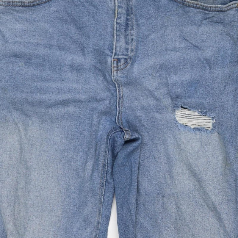 Legend London Women Blue UK 12 Straight Distressed Stretch Jeans