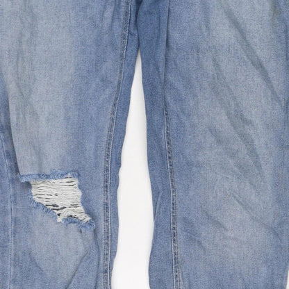 Legend London Women Blue UK 12 Straight Distressed Stretch Jeans