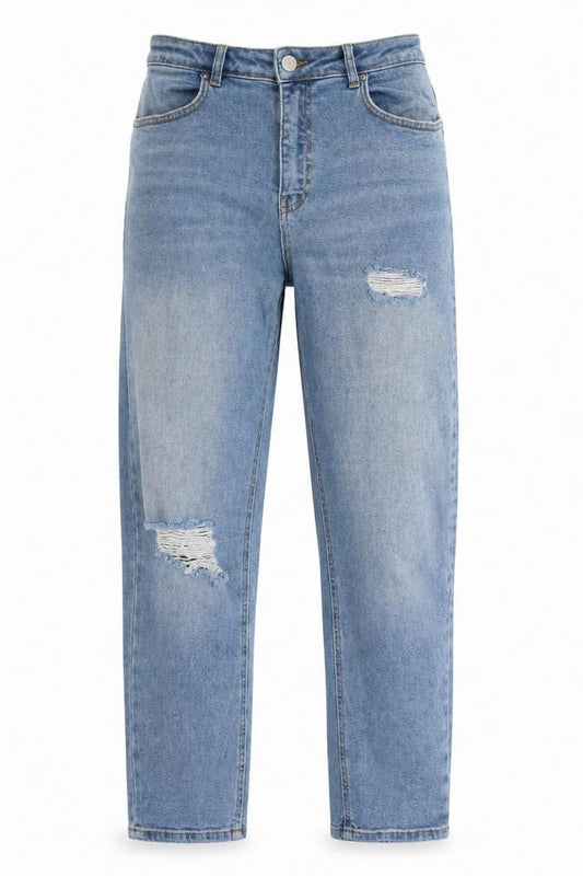 Legend London Women Blue UK 12 Straight Distressed Stretch Jeans