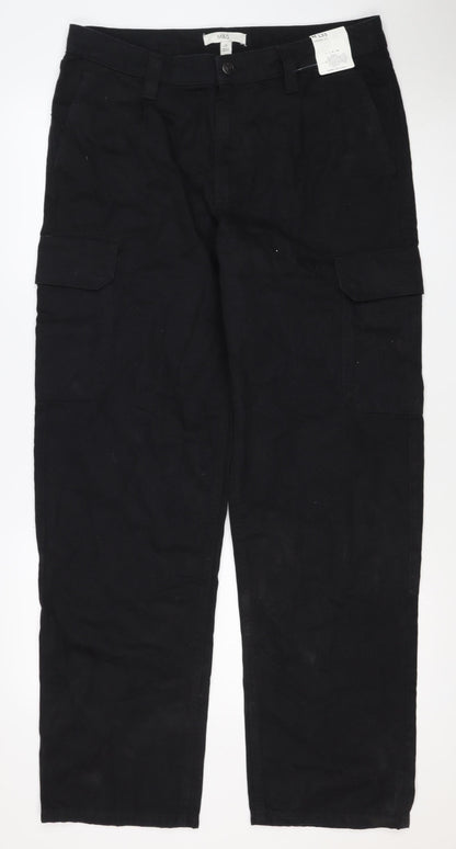 Marks and Spencer Men's Black M Long Straight Cargo Cotton Jeans