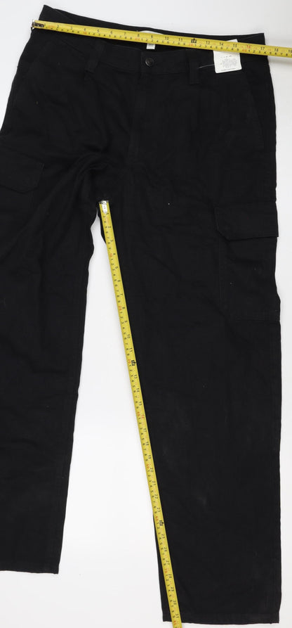 Marks and Spencer Men's Black M Long Straight Cargo Cotton Jeans