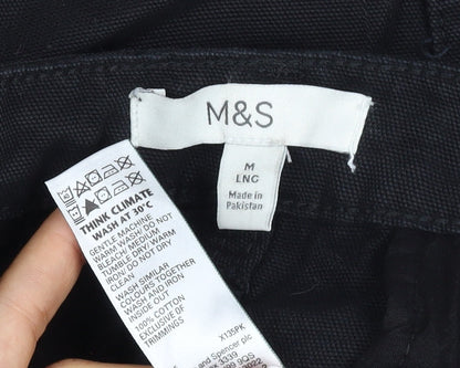 Marks and Spencer Men's Black M Long Straight Cargo Cotton Jeans