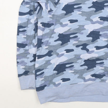 M&S Collection Women's Blue Camo Crew Neck Pullover Sweatshirt UK 14