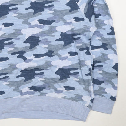 M&S Collection Women's Blue Camo Crew Neck Pullover Sweatshirt UK 14