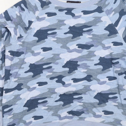 M&S Collection Women's Blue Camo Crew Neck Pullover Sweatshirt UK 14