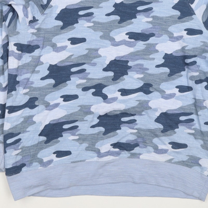 M&S Collection Women's Blue Camo Crew Neck Pullover Sweatshirt UK 14